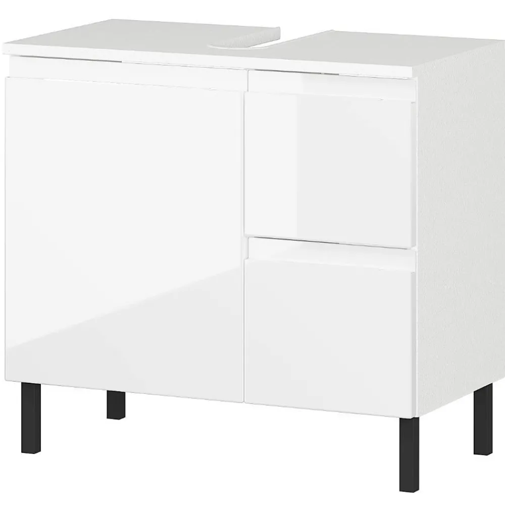 Wohnen 60 cm Waschbeckenschrank in Weiß Hochglanz - Loeesa