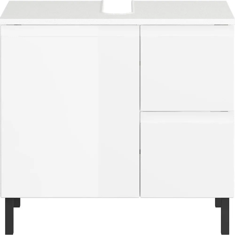 Wohnen 60 cm Waschbeckenschrank in Weiß Hochglanz - Loeesa