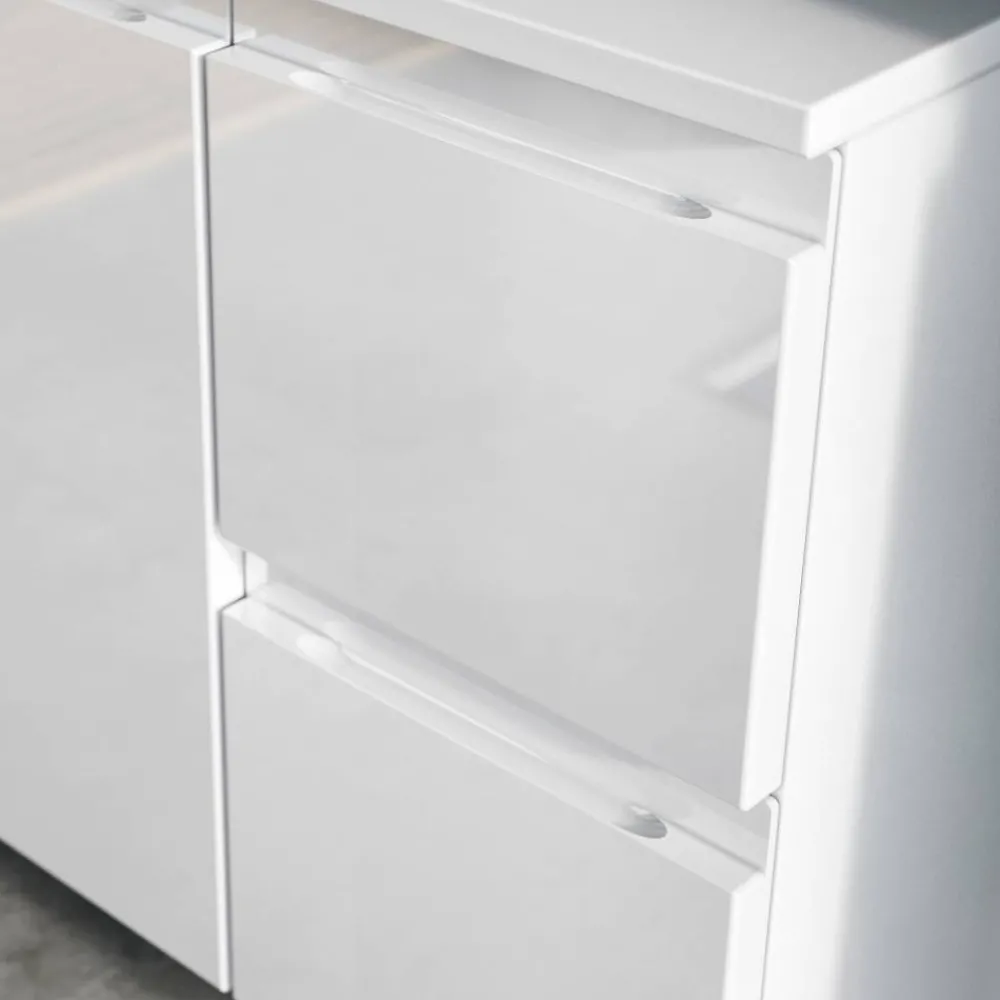 Wohnen 60 cm Waschbeckenschrank in Weiß Hochglanz - Loeesa