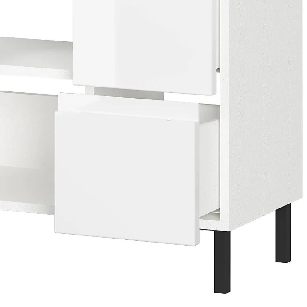 Wohnen 60 cm Waschbeckenschrank in Weiß Hochglanz - Loeesa