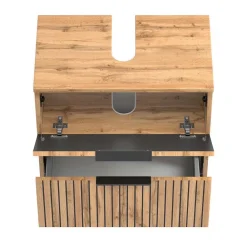 Wohnen Badezimmer Komplett*60 cm Waschplatz & Unterschrank Set - Crystoga (dreiteilig)