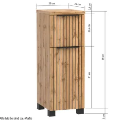 Wohnen Badezimmer Komplett*60 cm Waschplatz & Unterschrank Set - Crystoga (dreiteilig)