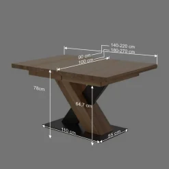 Wohnen Schwarze Möbel|Naturholzmöbel*2 Größen X Säulentisch mit Auszugsfunktion - Cisterna