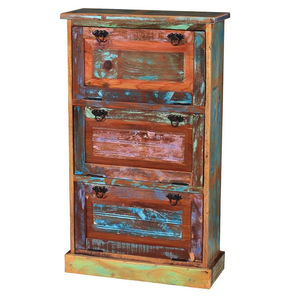 Wohnen Shabby Chic Möbel|Schuhschränke*3 Klappen Schuhkommode im Shabby Chic - Jamaica