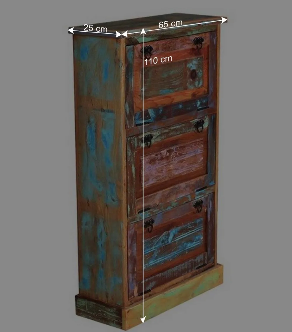 Wohnen Shabby Chic Möbel|Schuhschränke*3 Klappen Schuhkommode im Shabby Chic - Jamaica