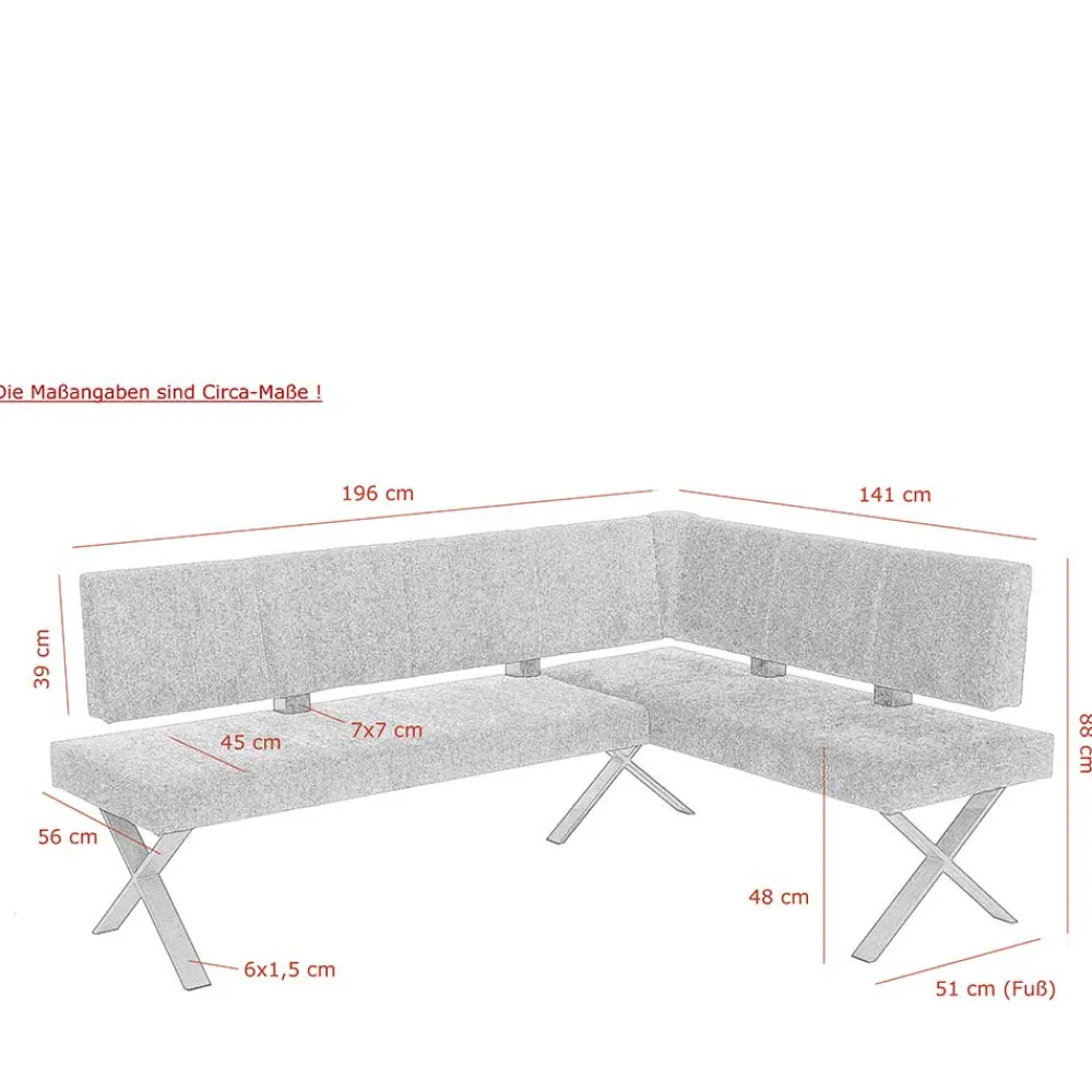 Wohnen Küchenbänke|Esszimmerbänke*3 Personen Eckbank in Anthrazit - Pricenta