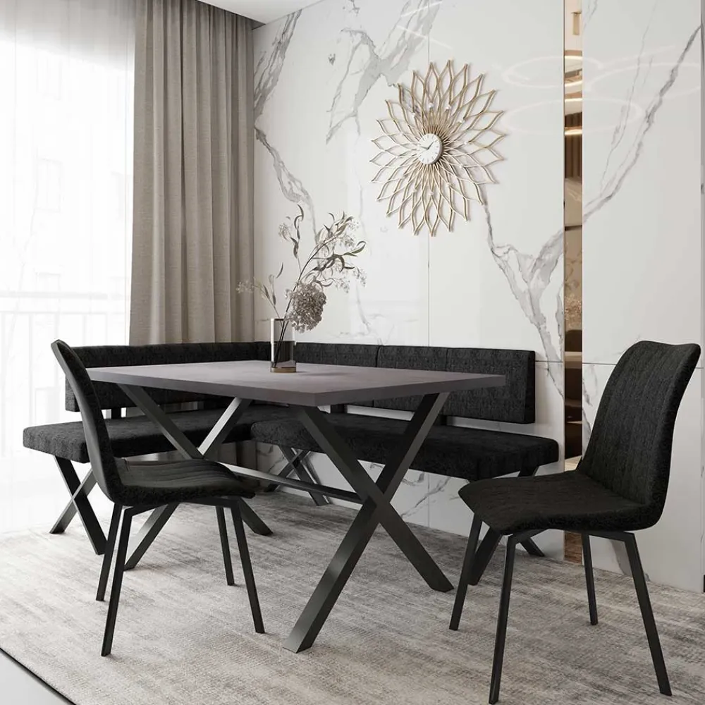 Wohnen Küchenbänke|Esszimmerbänke*3 Personen Eckbank in Anthrazit - Pricenta