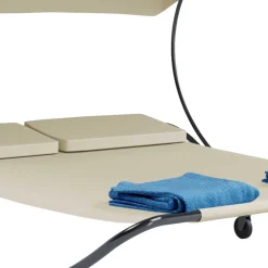 Wohnen Metall-Gartenmöbel|Balkonmöbel*2 Personen Gartenliege in Creme und Schwarz - Enkolu