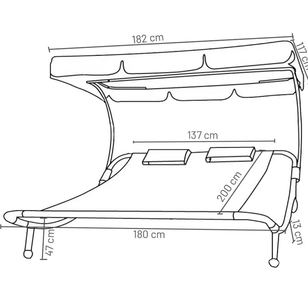 Wohnen Metall-Gartenmöbel|Balkonmöbel*2 Personen Gartenliege in Creme und Schwarz - Enkolu