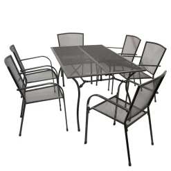 Wohnen Metall-Gartenmöbel|Balkonmöbel*6 Personen Gartentischgruppe Set - Tyago (siebenteilig)