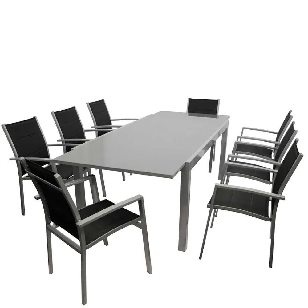 Wohnen 8 Personen Tischgruppe für Garten - Gestina (neunteilig)