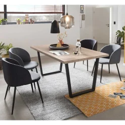 Wohnen 4 Personen Tischgruppe mit Armlehnern - Pelicano (fünfteilig)