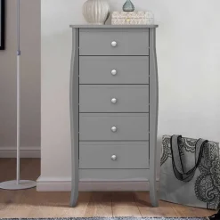 Wohnen 5 Schubladen Hochkommode in Grau lackiert - Resivia