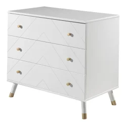 Wohnen Kindermöbel|Kinderkommoden*3 Schubladen Kommode in Weiß & Gold - Zimventa