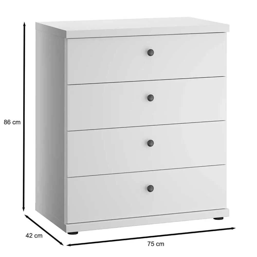 Wohnen Flurkommoden*4 Schubladen Kommode mit Metallgriffen - Flinn