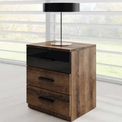 Wohnen Kommoden|Nachttische*3 Schubladen Nachtkommode in Wildeiche dunkel - Ulpro