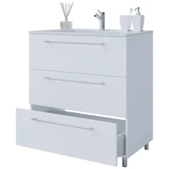 Wohnen Waschtisch|Waschbeckenunterschränke*3 Schubladen Waschtisch in Weiß - Ipsum