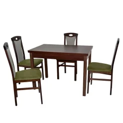Wohnen 4 Stühle mit Tisch in Nussbaum - Sutra (fünfteilig)