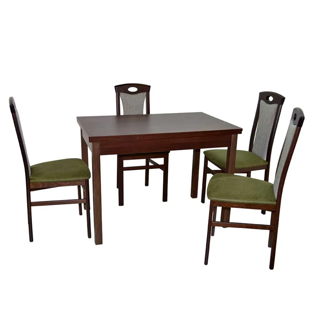 Wohnen 4 Stühle mit Tisch in Nussbaum - Sutra (fünfteilig)