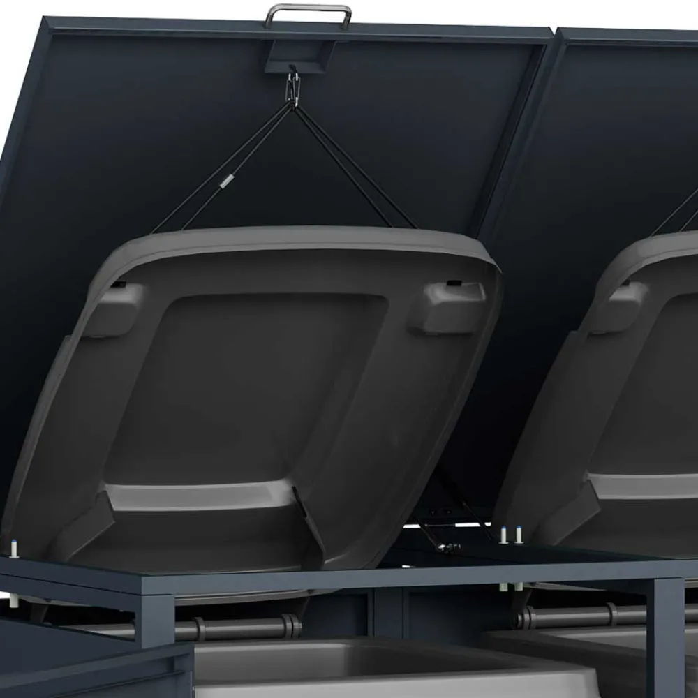 Wohnen Mülltonnenbox*2 Tonnen Mülltonnenbox in Anthrazit & Holzoptik - Rodicca