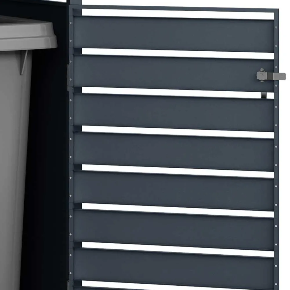 Wohnen Mülltonnenbox*2 Tonnen Mülltonnenbox in Anthrazit & Holzoptik - Rodicca