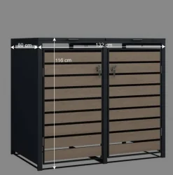 Wohnen Mülltonnenbox*2 Tonnen Mülltonnenbox in Anthrazit & Holzoptik - Rodicca