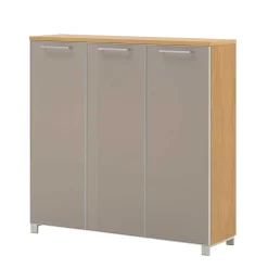 Wohnen Schuhschränke|Highboards*3 türiger Schuhschrank Diecca in Taupe Glas beschichtet