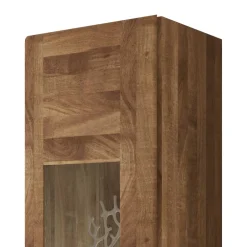 Wohnen 1 türiger Vitrine Vaskov aus Wildeiche Massivholz