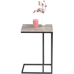 Wohnen Schwarze Möbel|Tische*Ablagetisch mit Beton Dekor Symatra & offenem Bügelgestell Schwarz