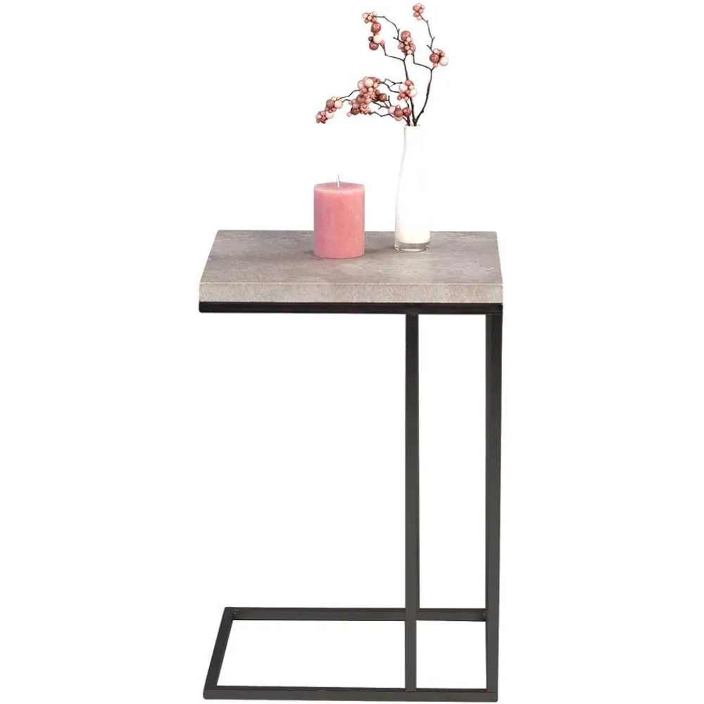 Wohnen Schwarze Möbel|Tische*Ablagetisch mit Beton Dekor Symatra & offenem Bügelgestell Schwarz