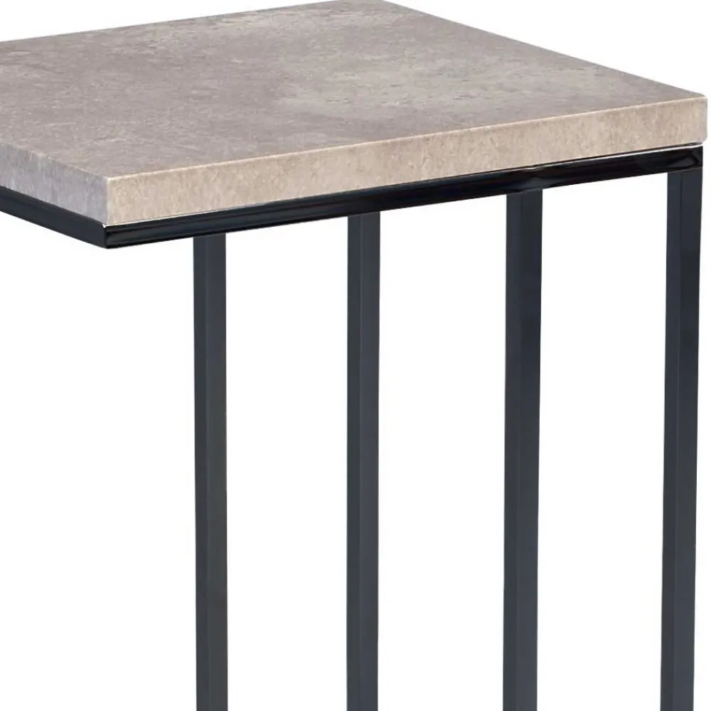 Wohnen Schwarze Möbel|Tische*Ablagetisch mit Beton Dekor Symatra & offenem Bügelgestell Schwarz