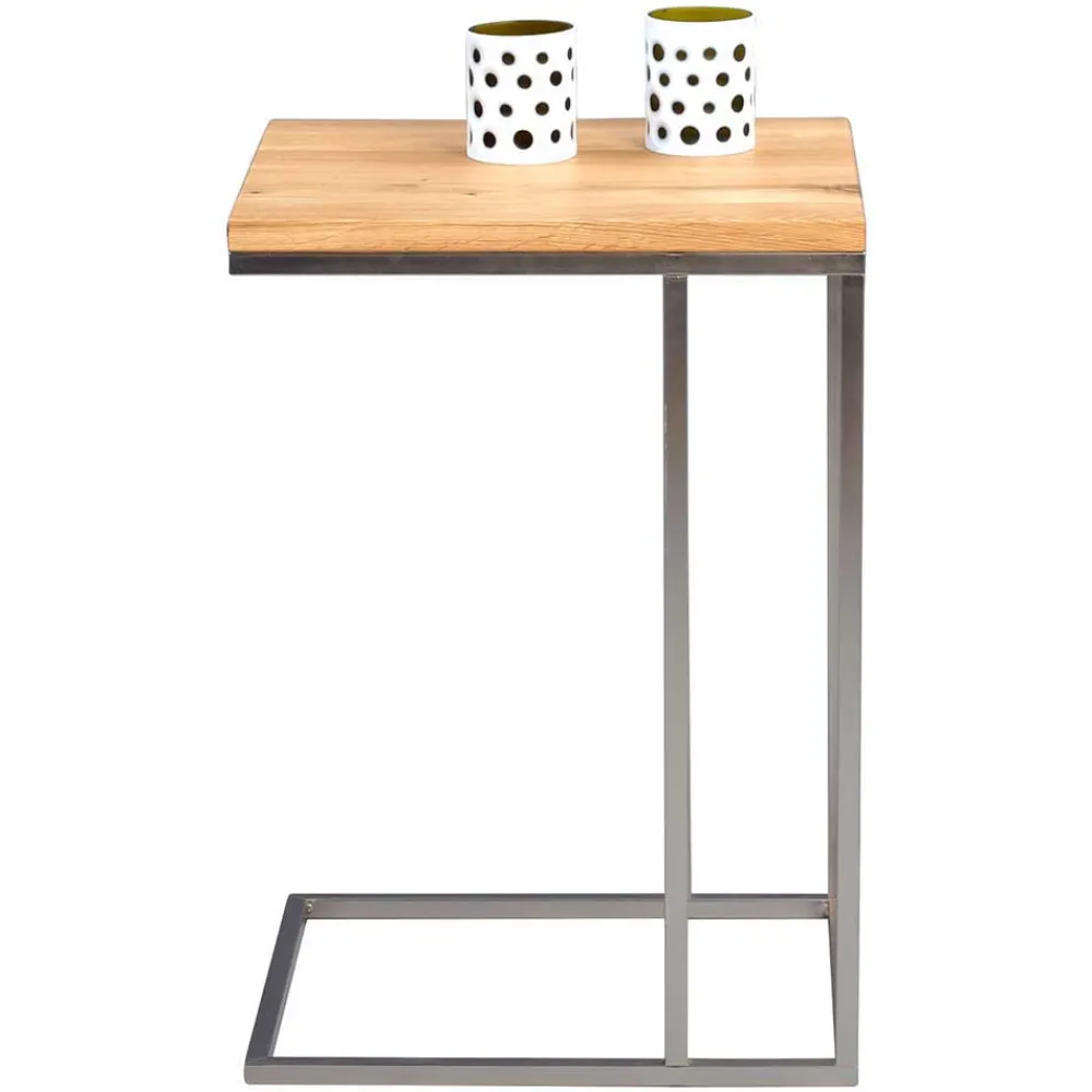 Wohnen Telefontische*Ablagetisch mit geöltem Wildeichenholz Rood & Metall Edelstahloptik