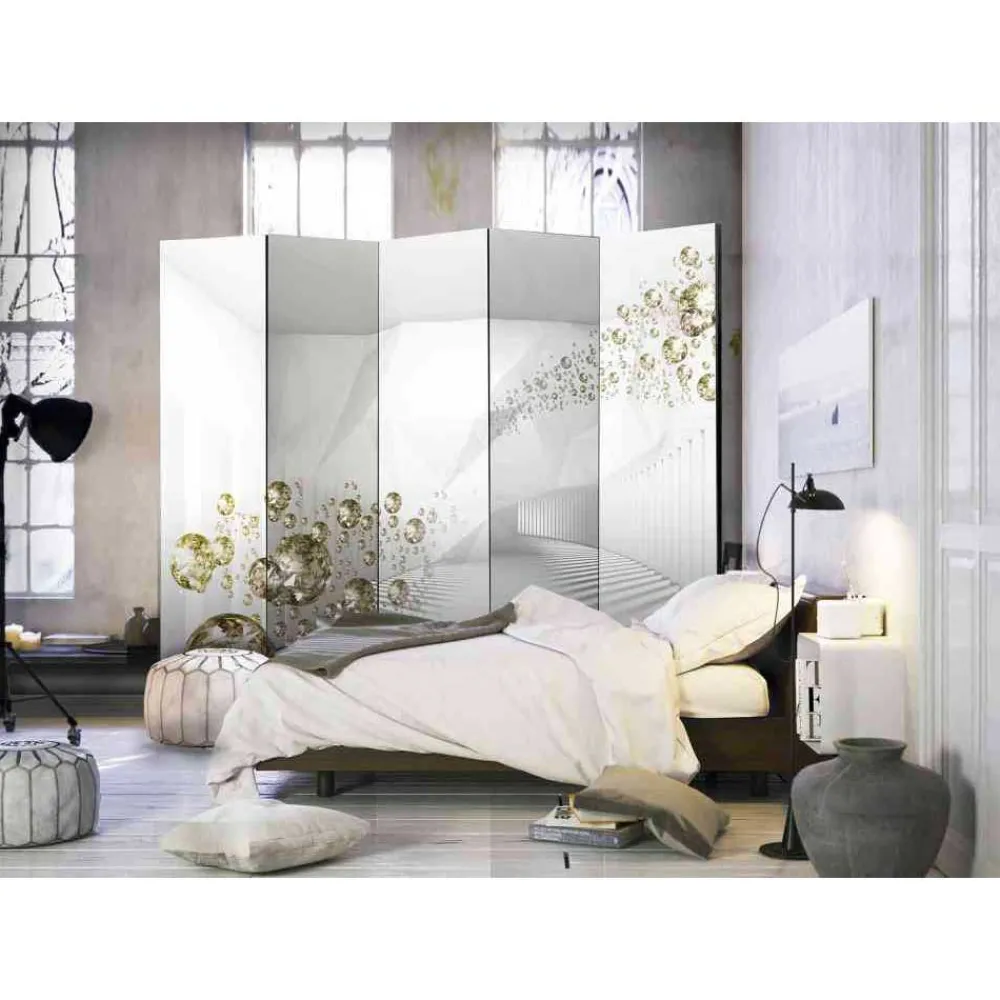 Wohnen Abstrakte Motiv Trennwand in Grau & Gold - Nasco