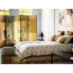 Wohnen Wohnzimmer-Regale|Paravents*Abstrakter Kunst Paravent in Gold Braun - Gonlay