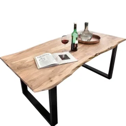 Wohnen Loft Möbel|Industrial Möbel*Akazie Baumkantentisch mit U Bügelgestell - Surimo