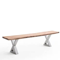 Wohnen Loft Möbel|Industrial Möbel*Akazie Esstischbank mit Edelstahl X-Beinen - Sarados