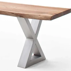 Wohnen Loft Möbel|Industrial Möbel*Akazie Esstischbank mit Edelstahl X-Beinen - Sarados