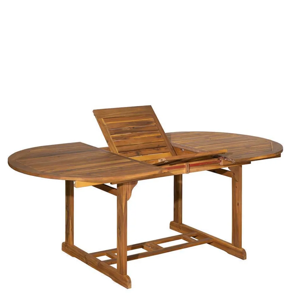 Wohnen Balkonmöbel|Terrassenmöbel*Akazie Gartengruppe mit Tisch oval - Egina (vierteilig)