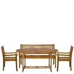 Wohnen Balkonmöbel|Terrassenmöbel*Akazie Gartengruppe mit Tisch oval - Egina (vierteilig)