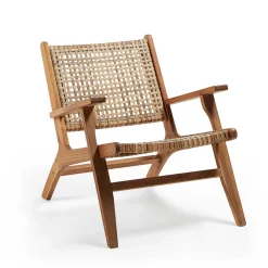 Wohnen Akazie Holzsessel mit Rattan Geflecht - Foglia