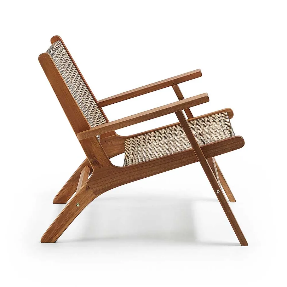 Wohnen Akazie Holzsessel mit Rattan Geflecht - Foglia