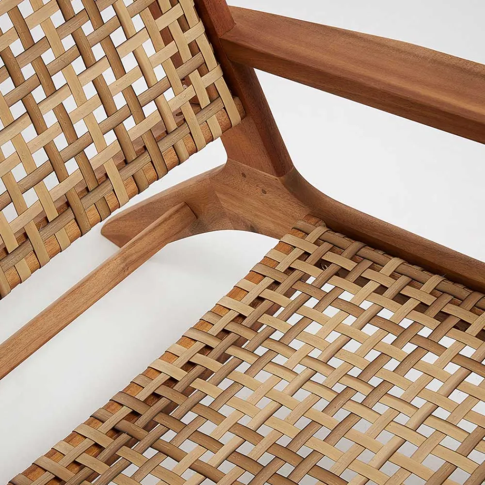 Wohnen Akazie Holzsessel mit Rattan Geflecht - Foglia