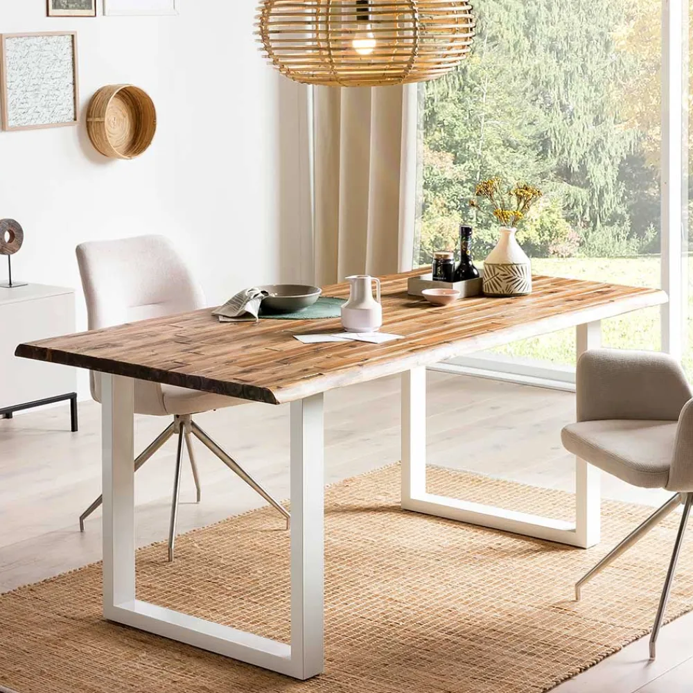 Wohnen Loft Möbel|Industrial Möbel*Akazie Küchentisch mit natürlicher Baumkante - Lisbon