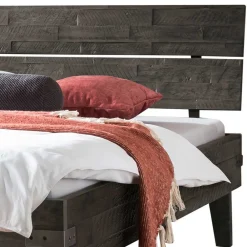 Wohnen Loft Möbel|Industrial Möbel*Akazienholz Bett in Grau - Friedel