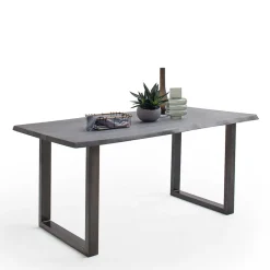 Wohnen Loft Möbel|Industrial Möbel*Akazienholz Küchentisch in Grau Baumkante - Tobago