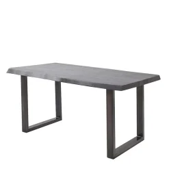 Wohnen Naturholzmöbel|Massivholzmöbel*Akazienholz Küchentisch mit Naturkante in Grau - Mevrinus