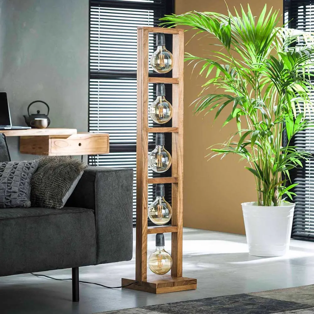 Wohnen Lampen & Leuchten*Akazienholz Stehlampe für fünf Leuchtmittel - Veral