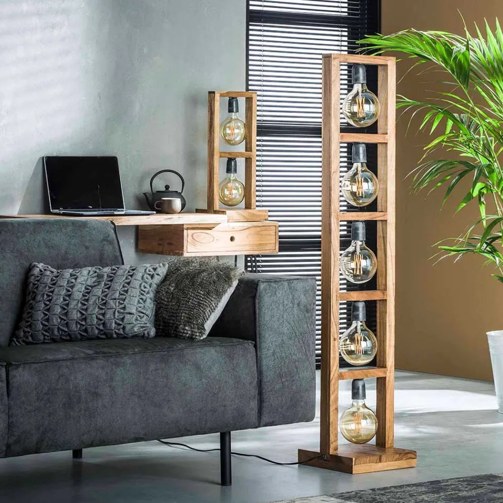 Wohnen Lampen & Leuchten*Akazienholz Stehlampe für fünf Leuchtmittel - Veral