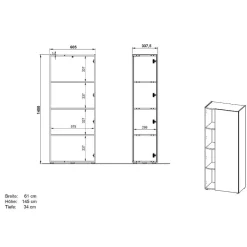 Wohnen Aktenschrank in Hellgrau und Wildeiche Optik - Chiron