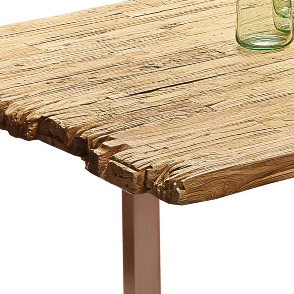 Wohnen Altholz Essenstisch aus massivem Teak rustikal - Numento